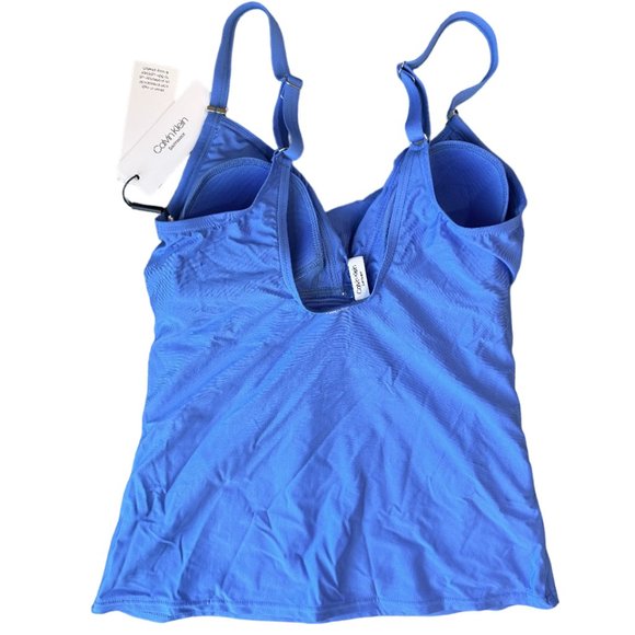 NWT CALVIN KLEIN RUCHED TUMMY- CONTROL TANKINI TOP - Picture 4 of 4